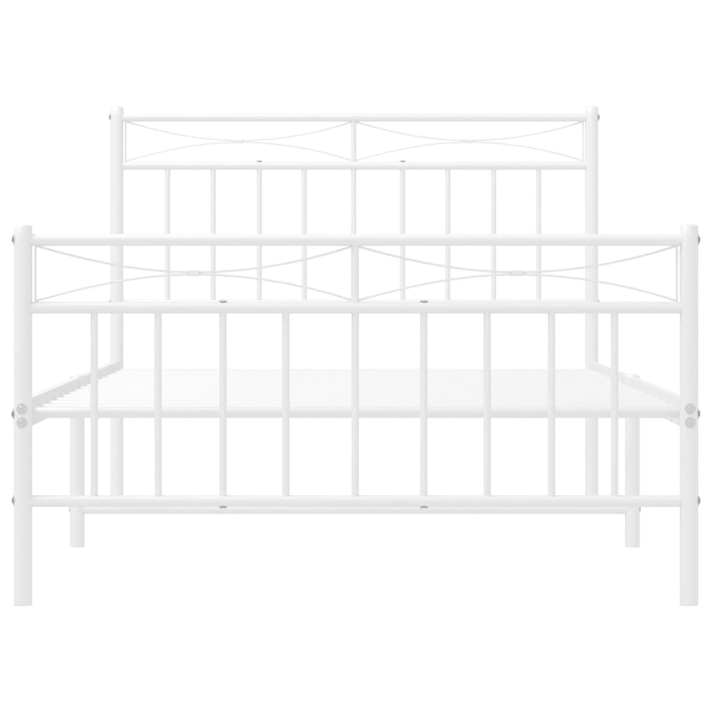 Cadre de lit métal sans matelas et pied de lit blanc 100x200 cm - XIOS
