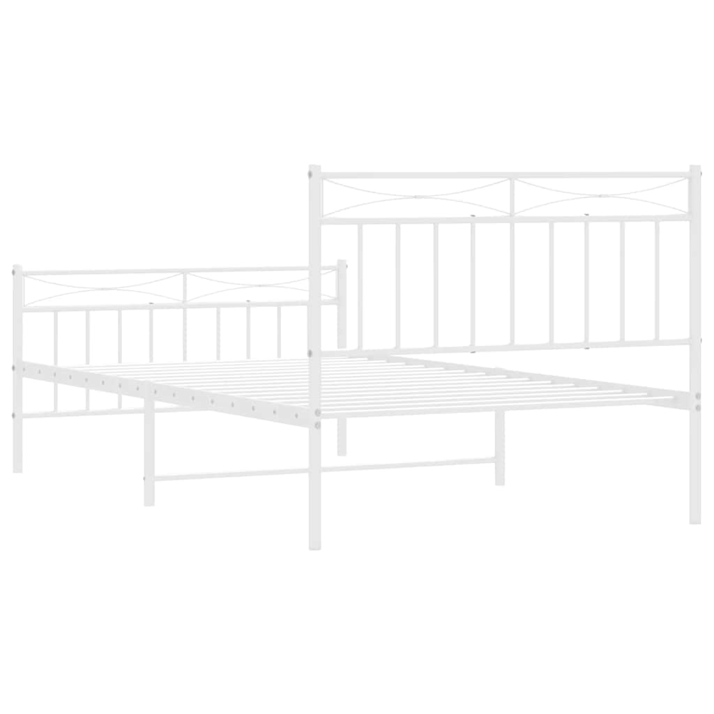 Cadre de lit métal sans matelas et pied de lit blanc 100x200 cm - XIOS