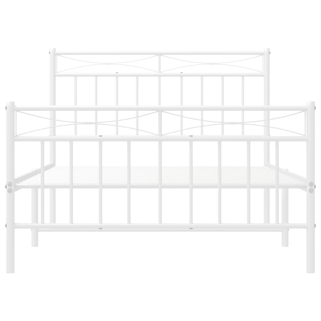Cadre de lit métal sans matelas et pied de lit blanc 107x203 cm - XIOS