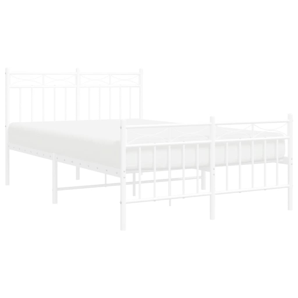 Cadre de lit métal sans matelas et pied de lit blanc 120x190 cm - XIOS