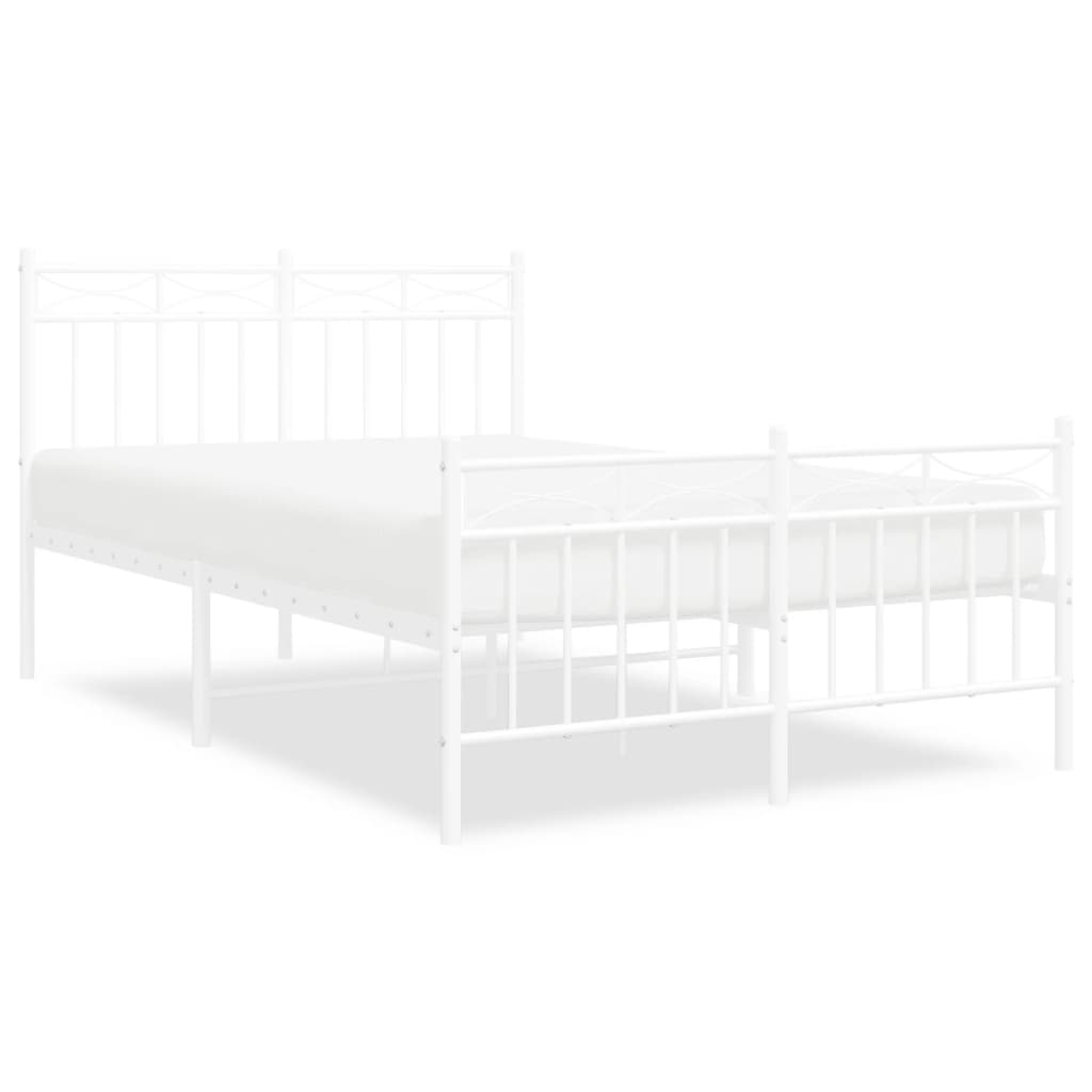 Cadre de lit métal sans matelas et pied de lit blanc 120x200 cm - XIOS