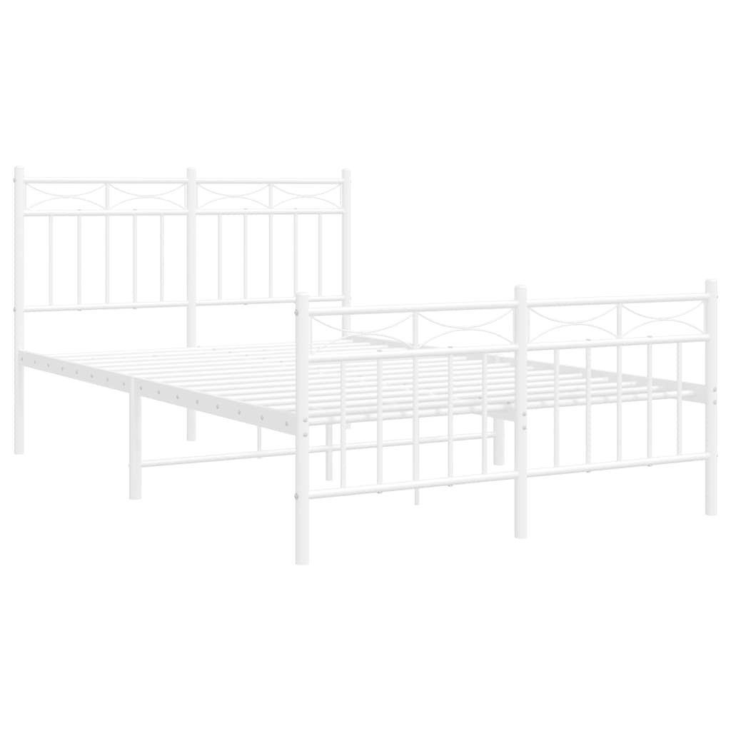 Cadre de lit métal sans matelas et pied de lit blanc 120x200 cm - XIOS