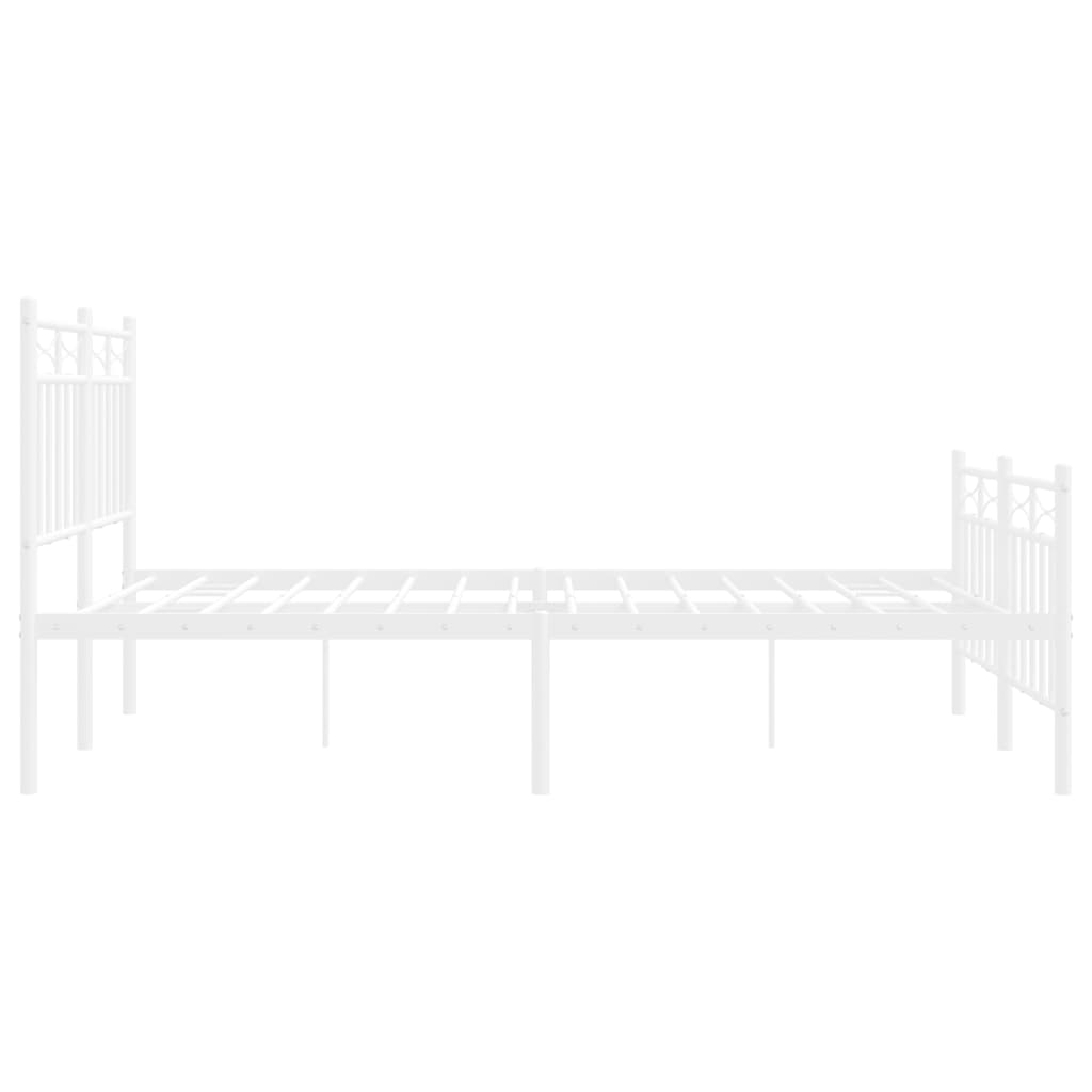 Cadre de lit métal sans matelas et pied de lit blanc 120x200 cm - XIOS