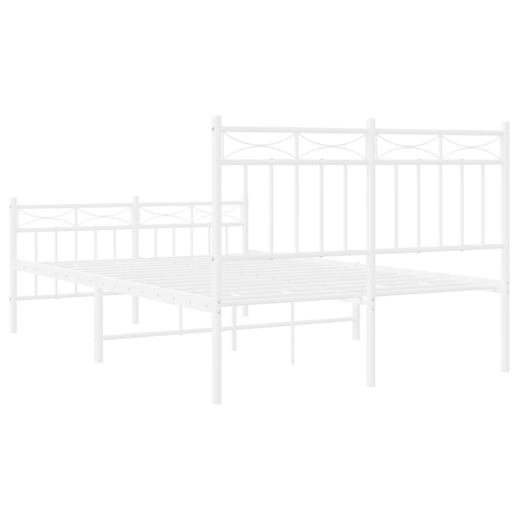 Cadre de lit métal sans matelas et pied de lit blanc 120x200 cm - XIOS