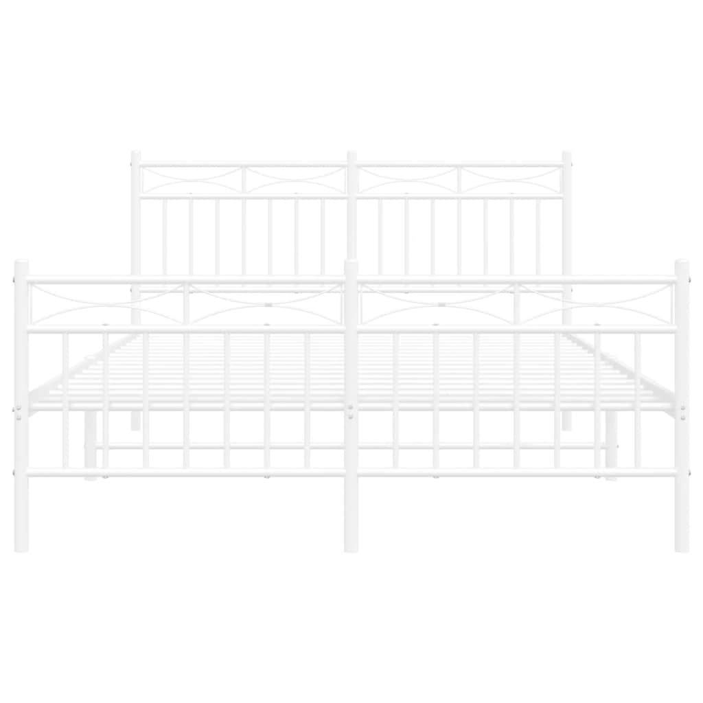 Cadre de lit métal sans matelas et pied de lit blanc 135x190 cm - XIOS
