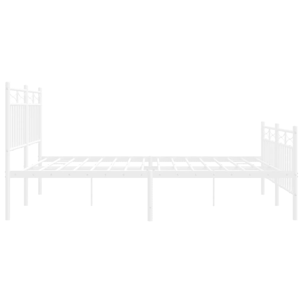 Cadre de lit métal sans matelas et pied de lit blanc 140x190 cm - XIOS