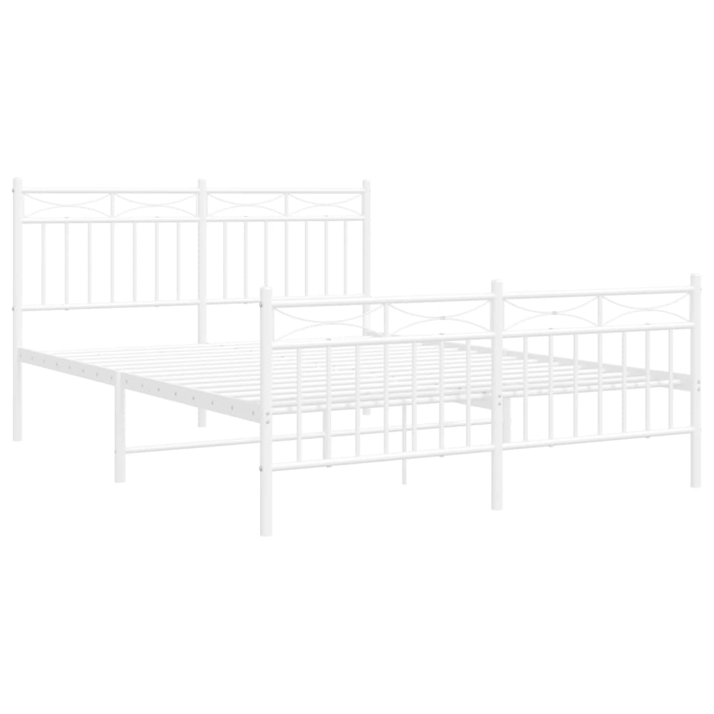 Cadre de lit métal sans matelas et pied de lit blanc 140x200 cm - XIOS