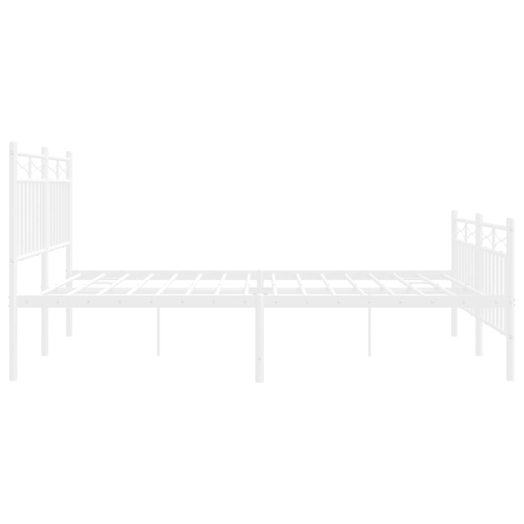Cadre de lit métal sans matelas et pied de lit blanc 140x200 cm - XIOS