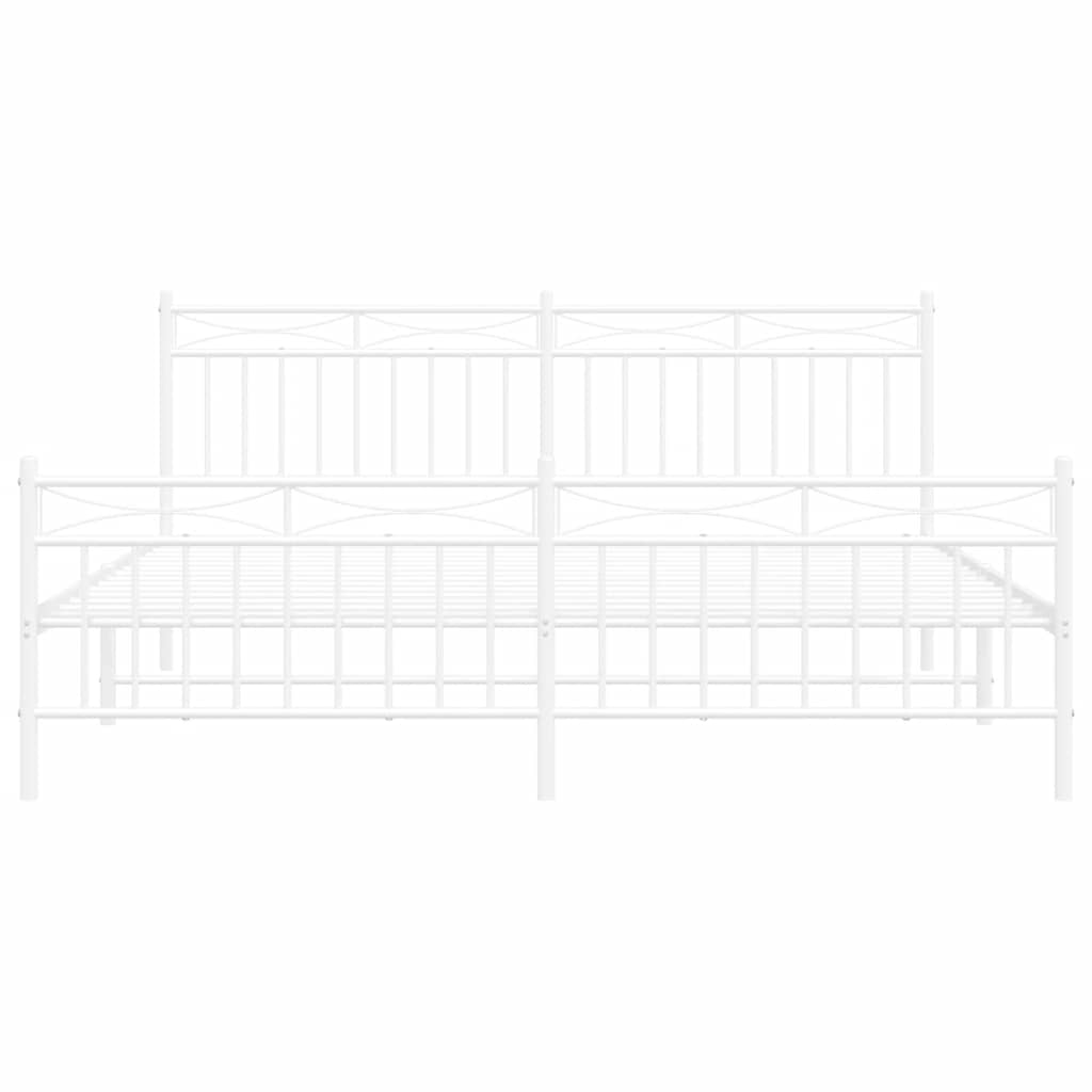 Cadre de lit métal sans matelas et pied de lit blanc 183x213 cm - XIOS