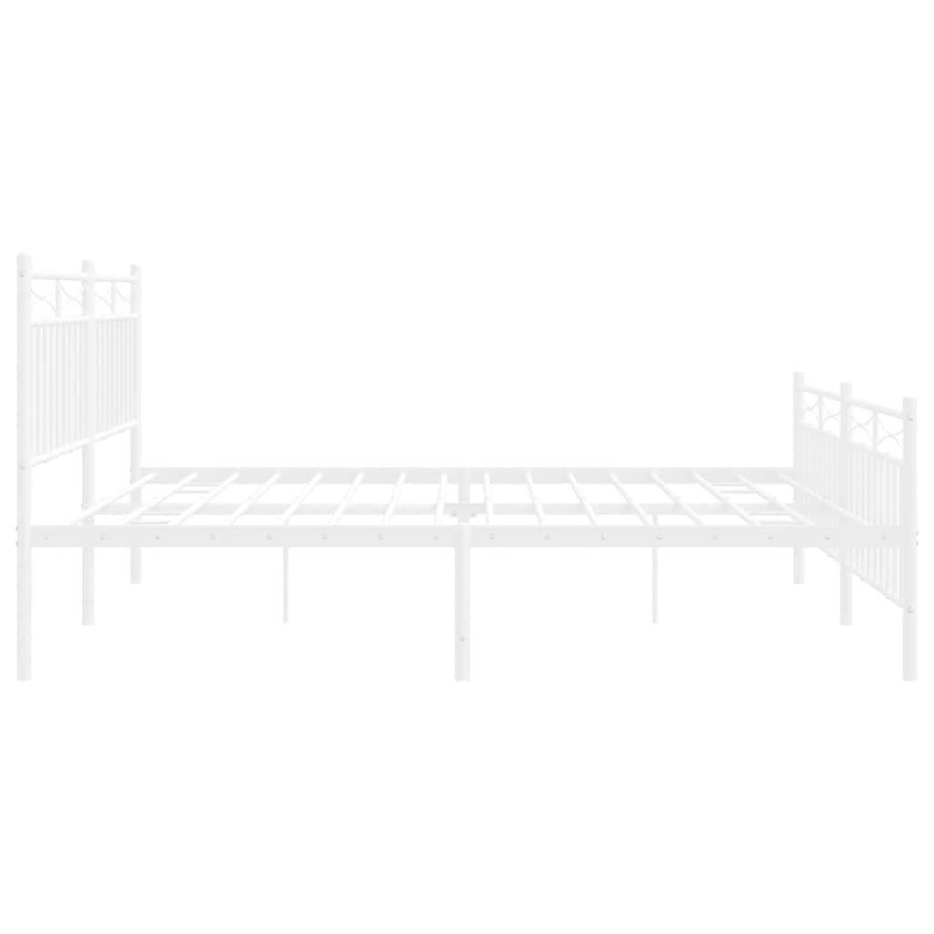 Cadre de lit métal sans matelas et pied de lit blanc 183x213 cm - XIOS
