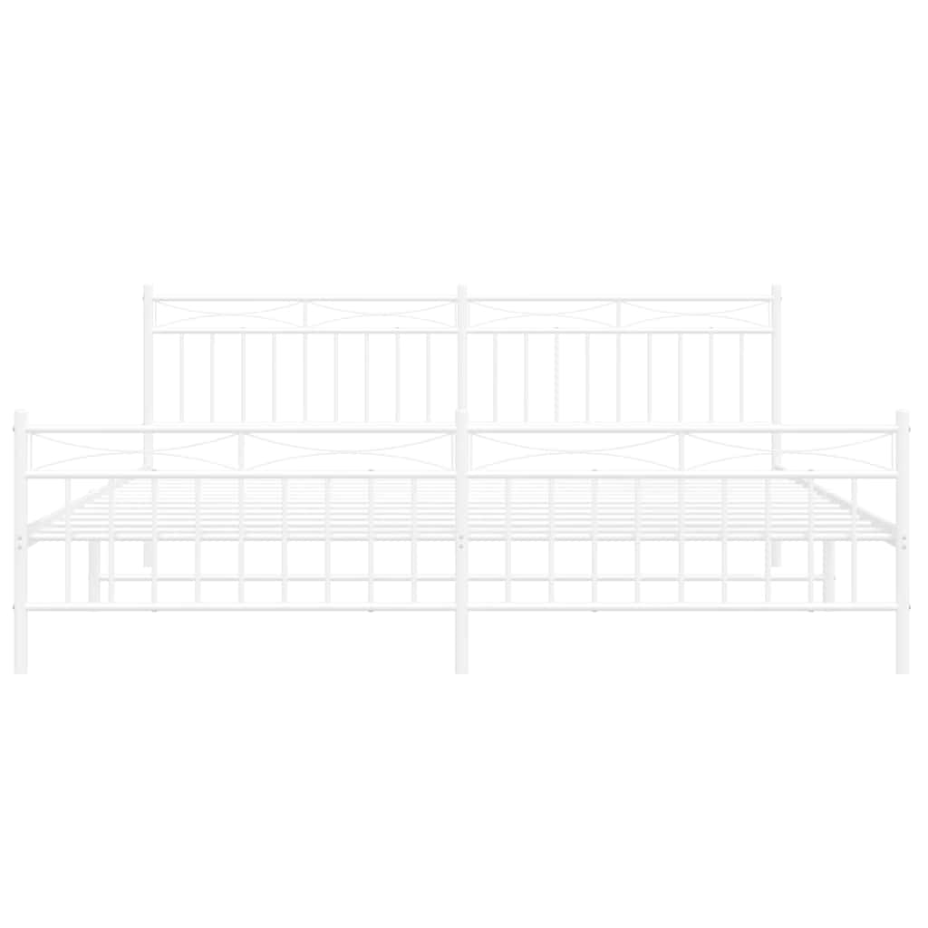 Cadre de lit métal sans matelas et pied de lit blanc 193x203 cm - XIOS