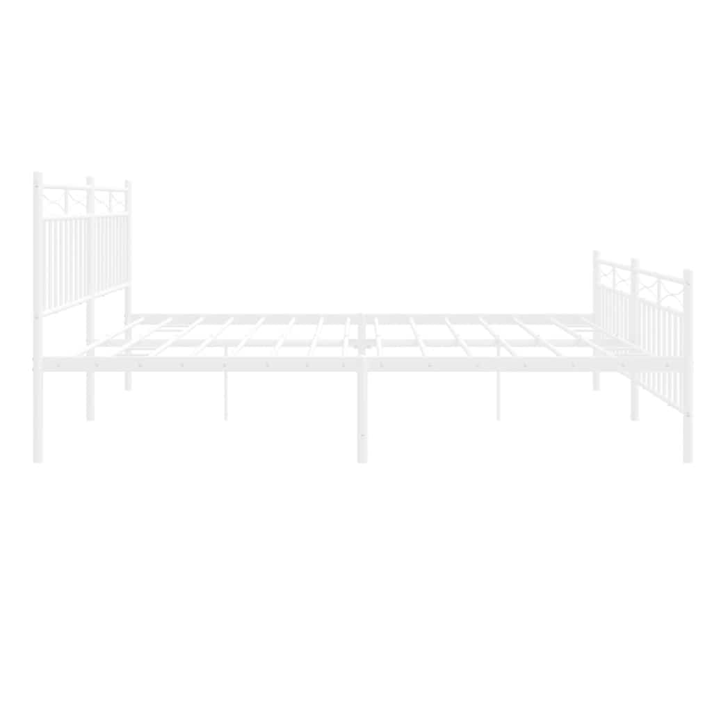 Cadre de lit métal sans matelas et pied de lit blanc 193x203 cm - XIOS