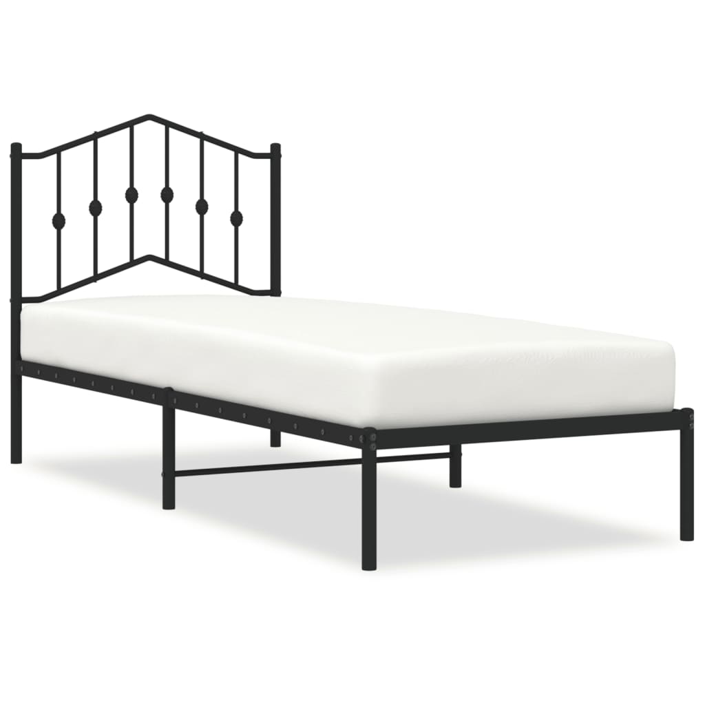 Cadre de lit métal sans matelas avec tête de lit noir 80x200 cm - XIOS