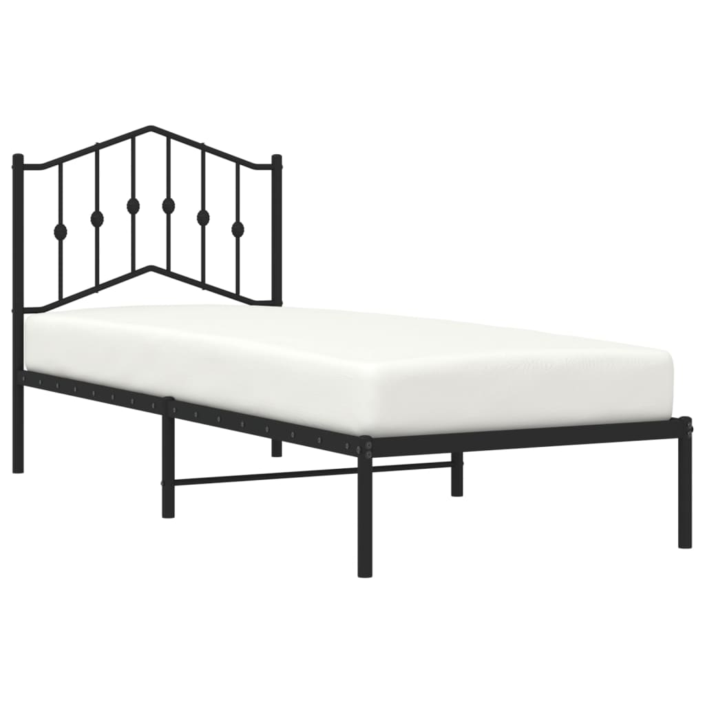 Cadre de lit métal sans matelas avec tête de lit noir 80x200 cm - XIOS