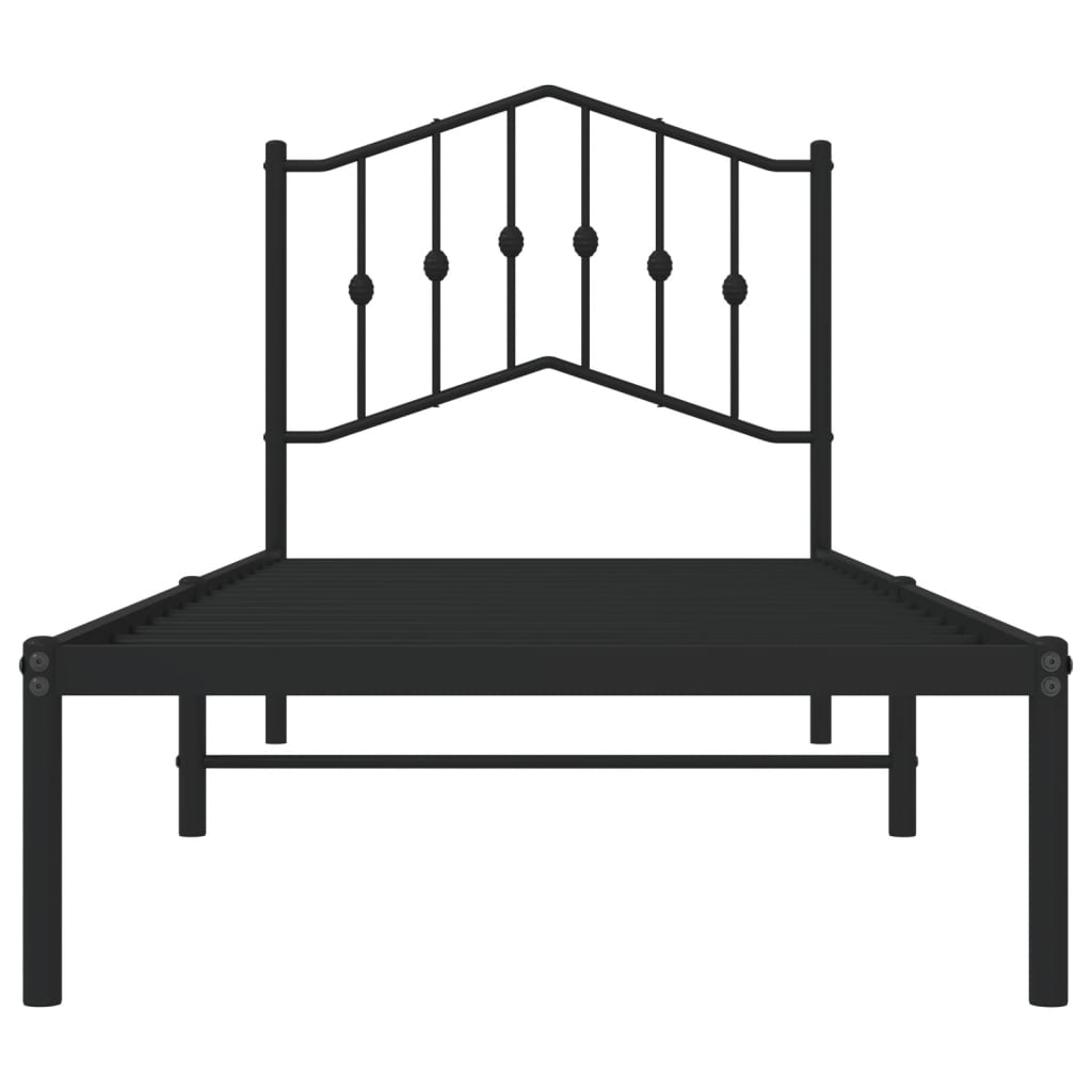 Cadre de lit métal sans matelas avec tête de lit noir 80x200 cm - XIOS