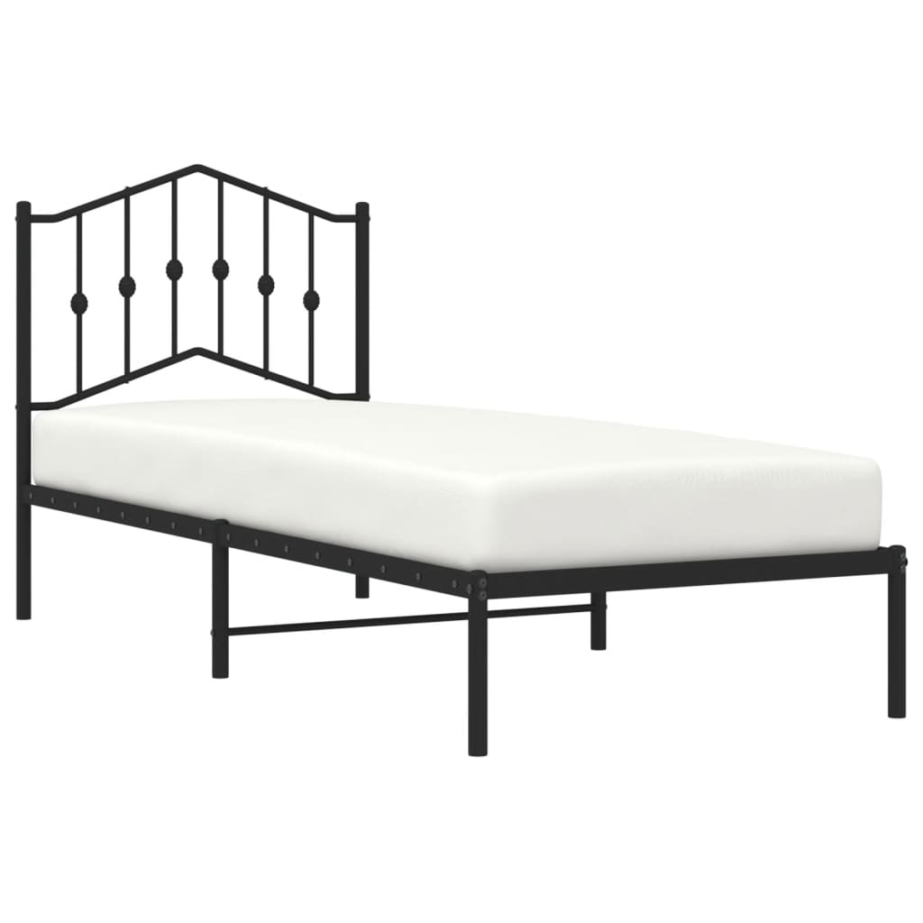Cadre de lit métal sans matelas avec tête de lit noir 90x190 cm - XIOS