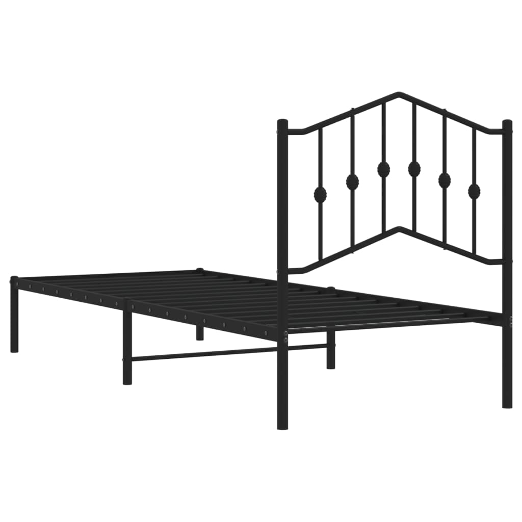Cadre de lit métal sans matelas avec tête de lit noir 90x190 cm - XIOS