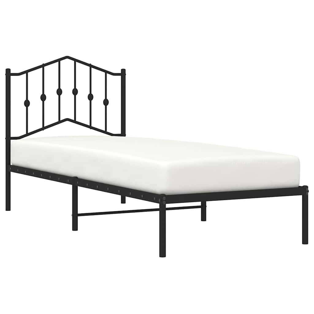 Cadre de lit métal sans matelas avec tête de lit noir 90x200 cm - XIOS