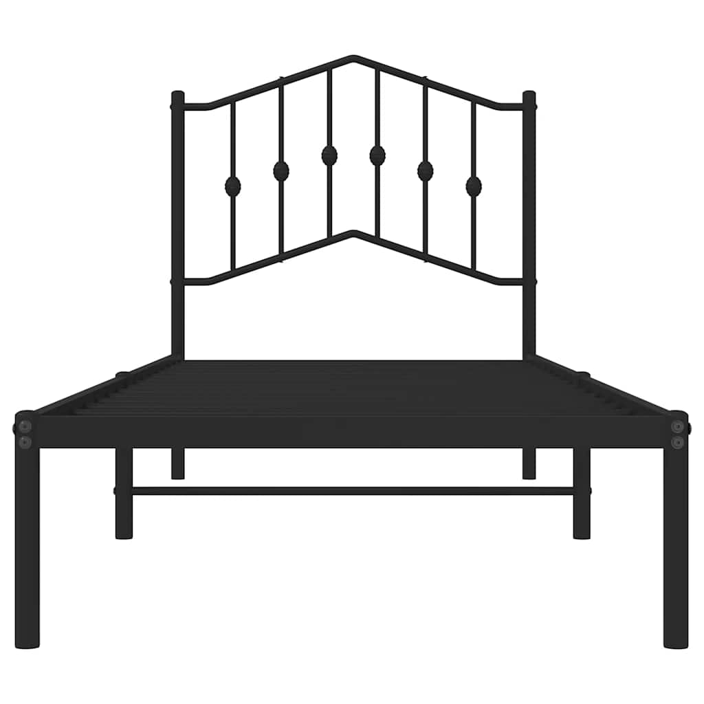 Cadre de lit métal sans matelas avec tête de lit noir 90x200 cm - XIOS
