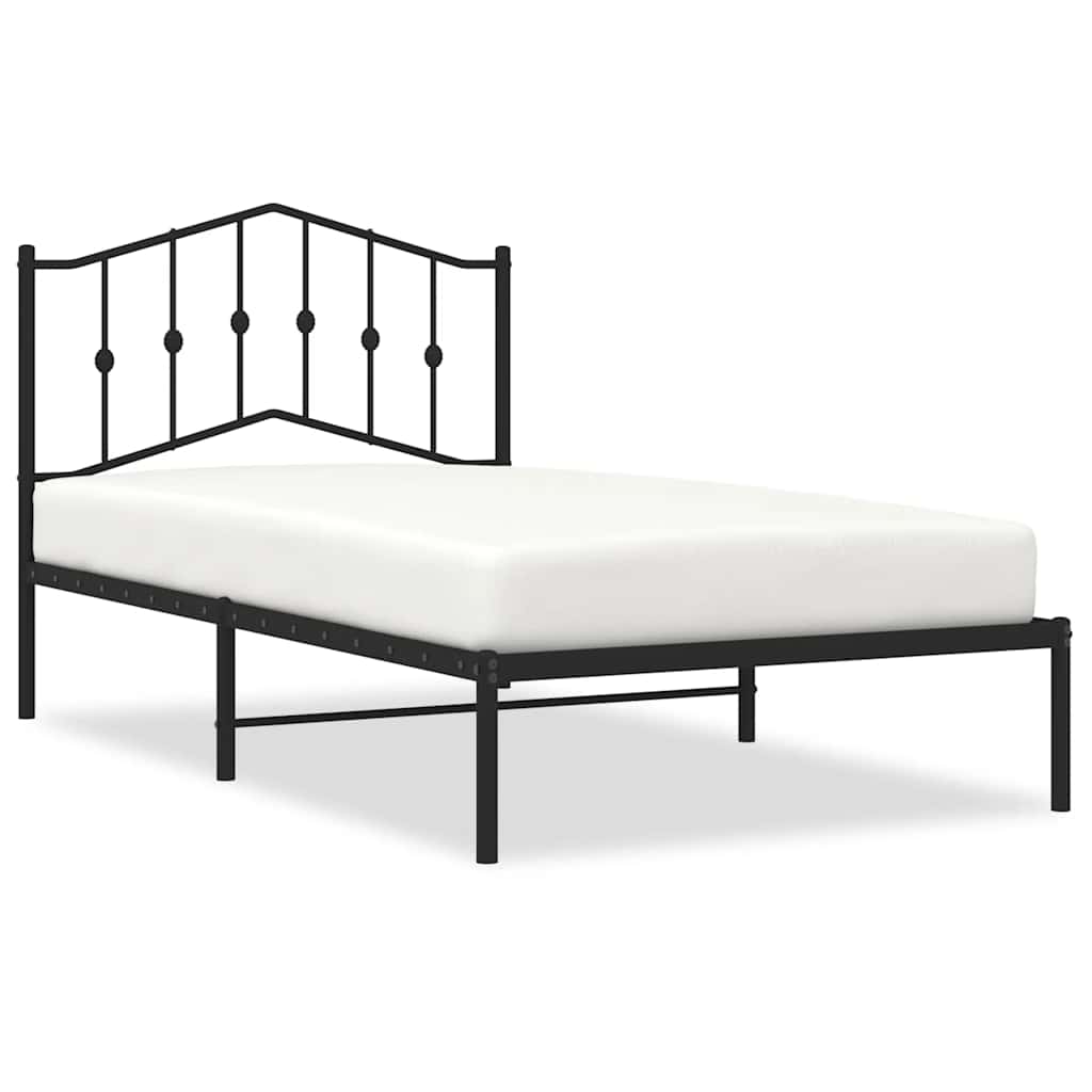 Cadre de lit métal sans matelas avec tête de lit noir 100x190cm - XIOS