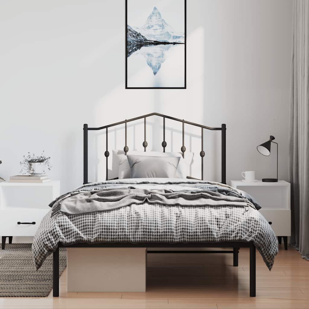 Cadre de lit métal sans matelas avec tête de lit noir 100x190cm - XIOS