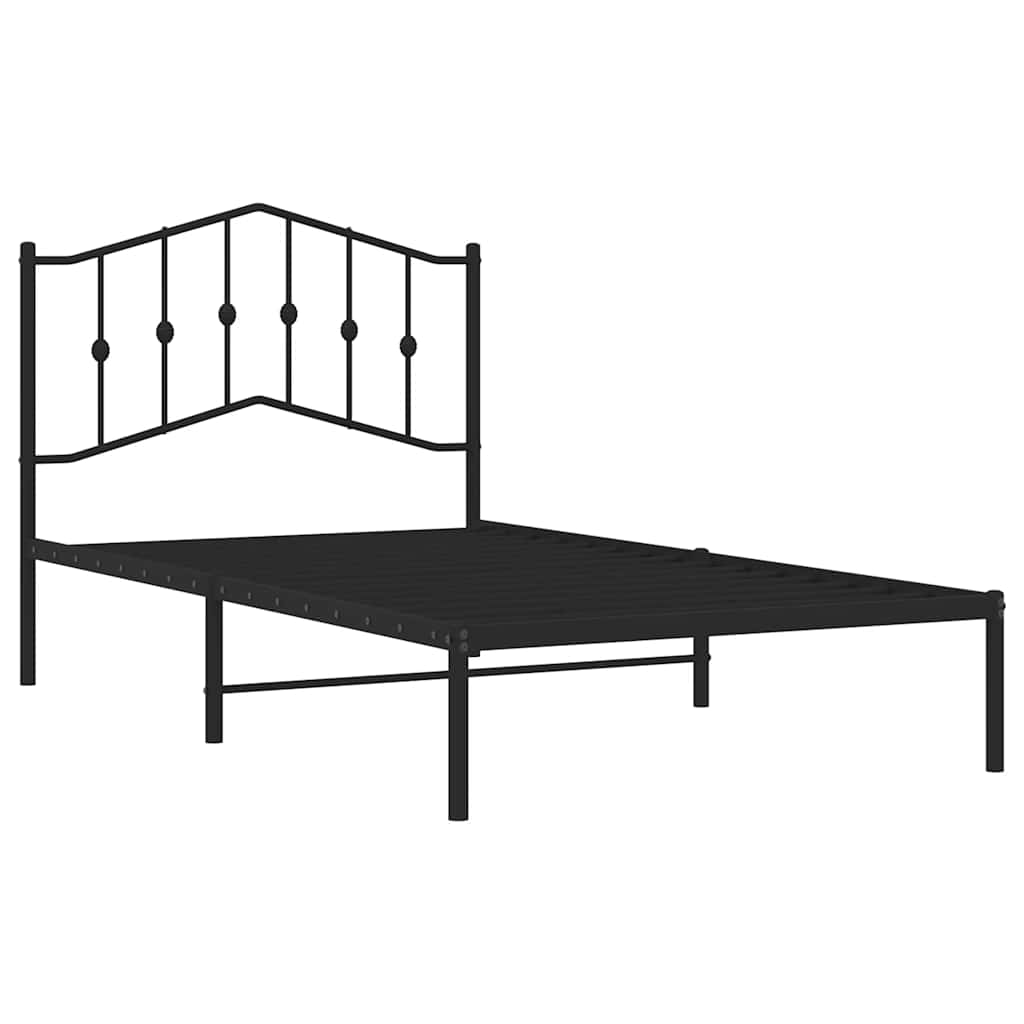 Cadre de lit métal sans matelas avec tête de lit noir 100x190cm - XIOS