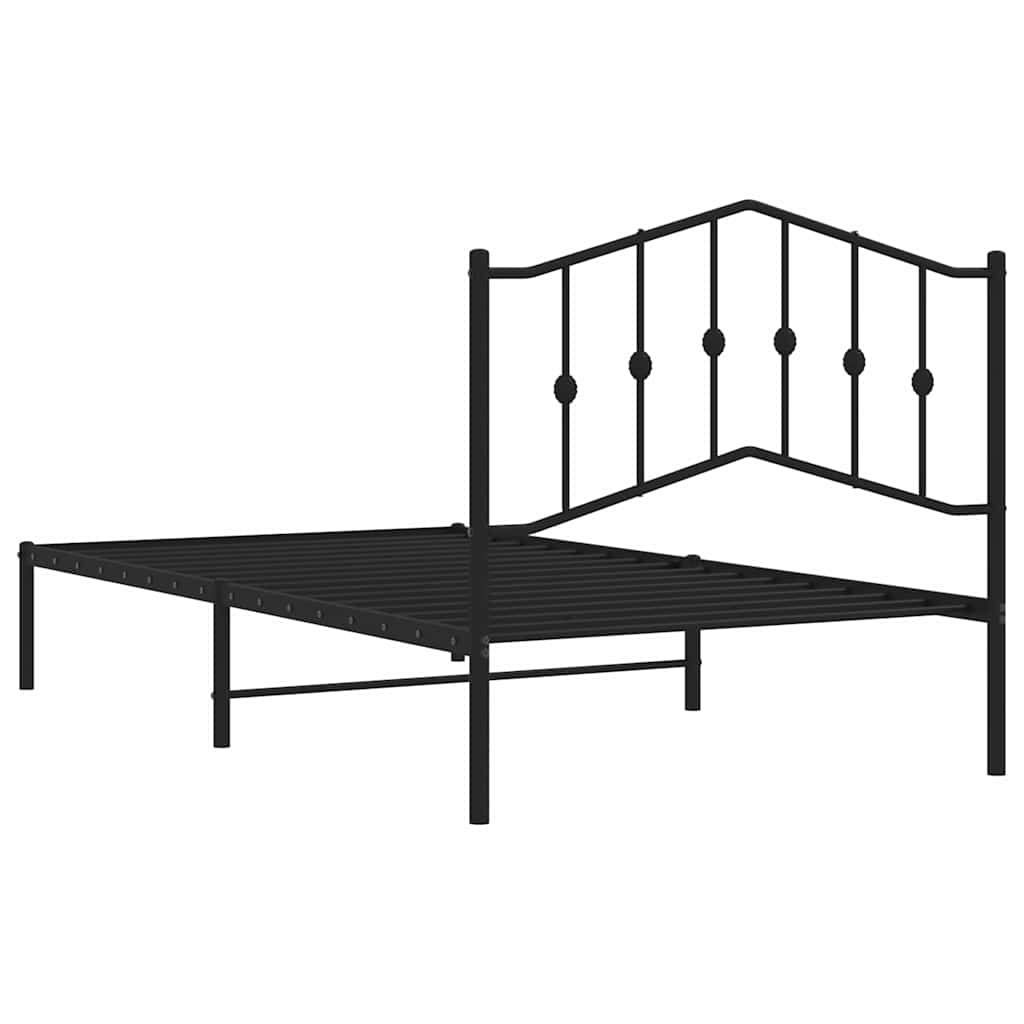 Cadre de lit métal sans matelas avec tête de lit noir 100x190cm - XIOS
