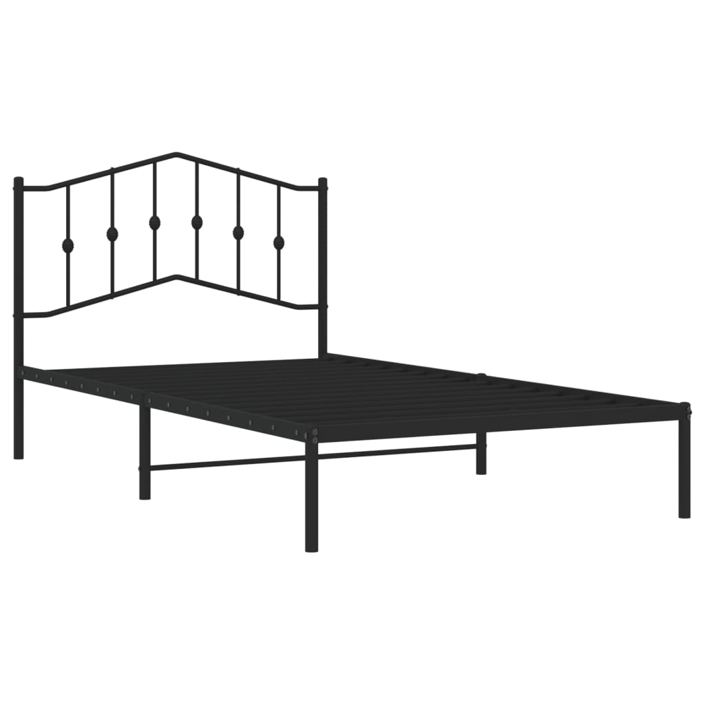 Cadre de lit métal sans matelas avec tête de lit noir 107x203cm - XIOS