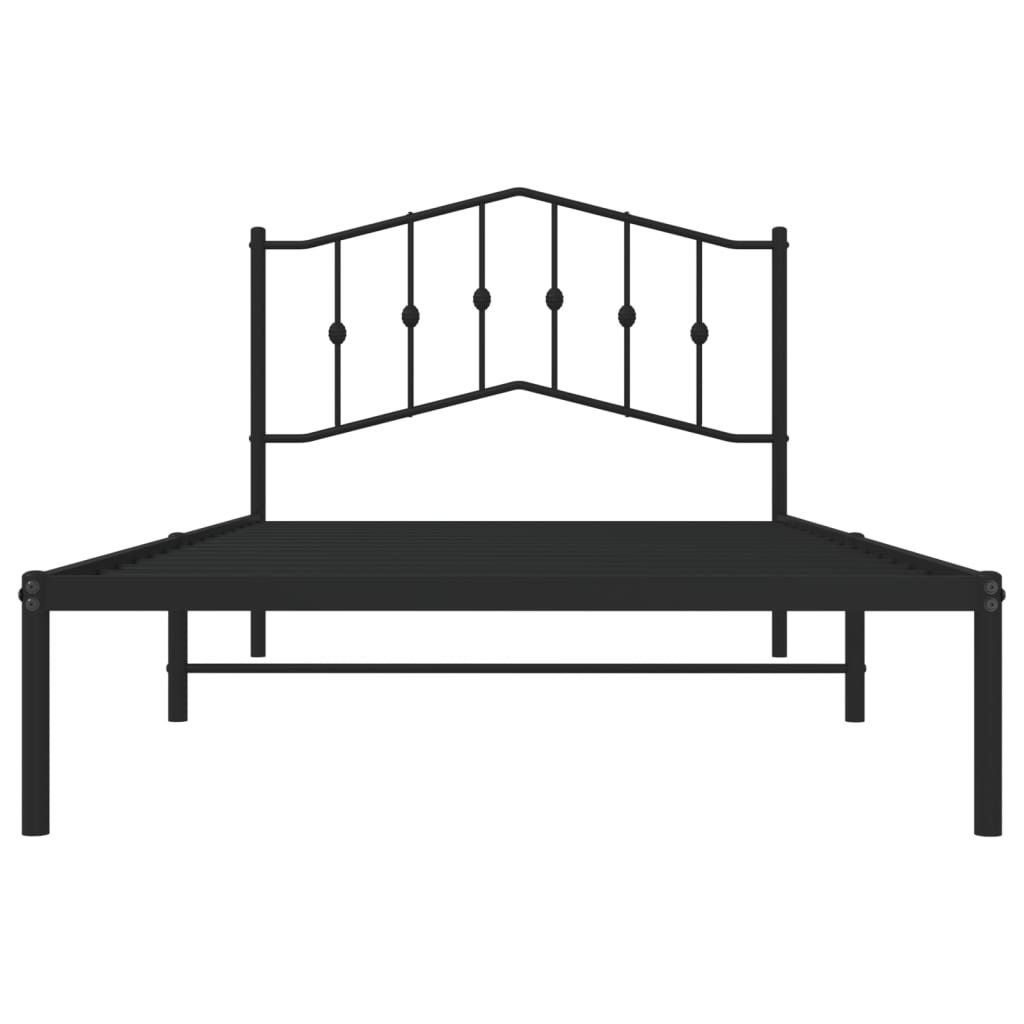 Cadre de lit métal sans matelas avec tête de lit noir 107x203cm - XIOS