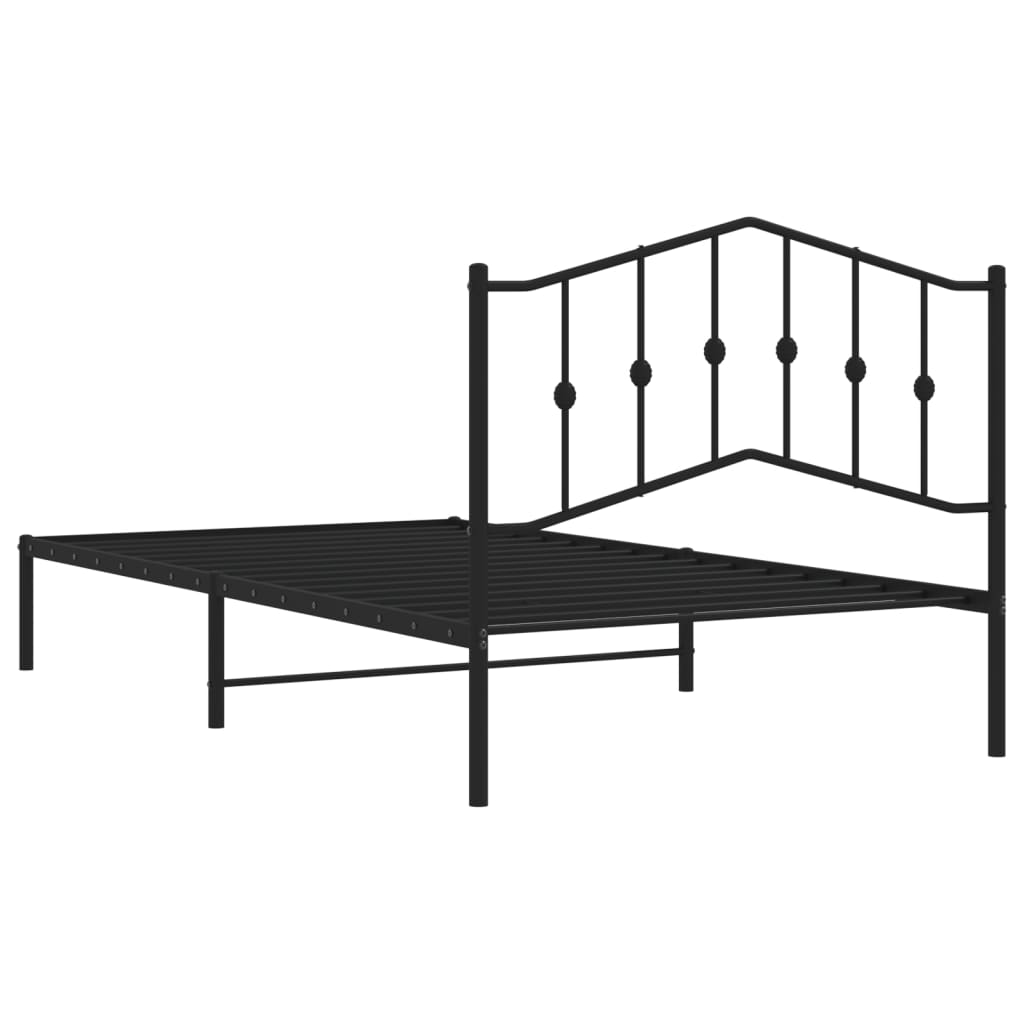 Cadre de lit métal sans matelas avec tête de lit noir 107x203cm - XIOS