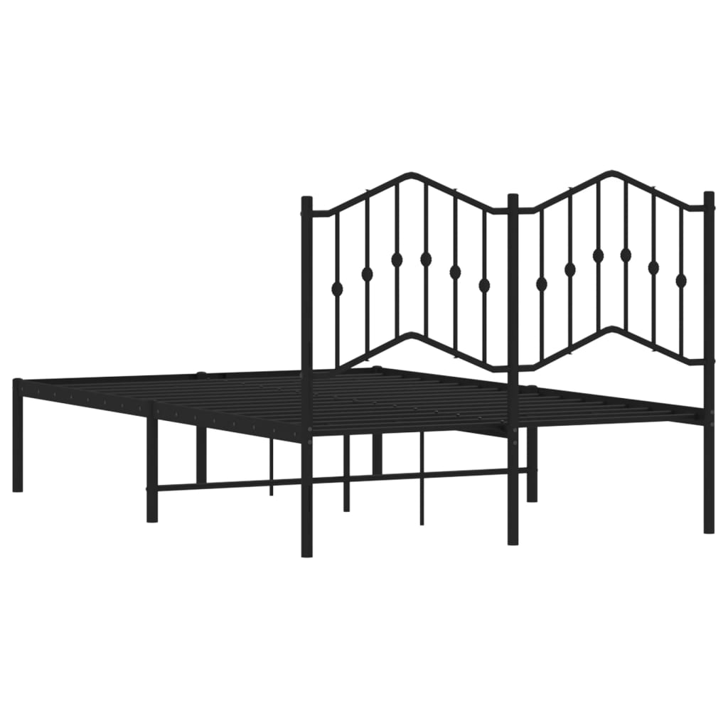 Cadre de lit métal sans matelas avec tête de lit noir 120x190cm - XIOS