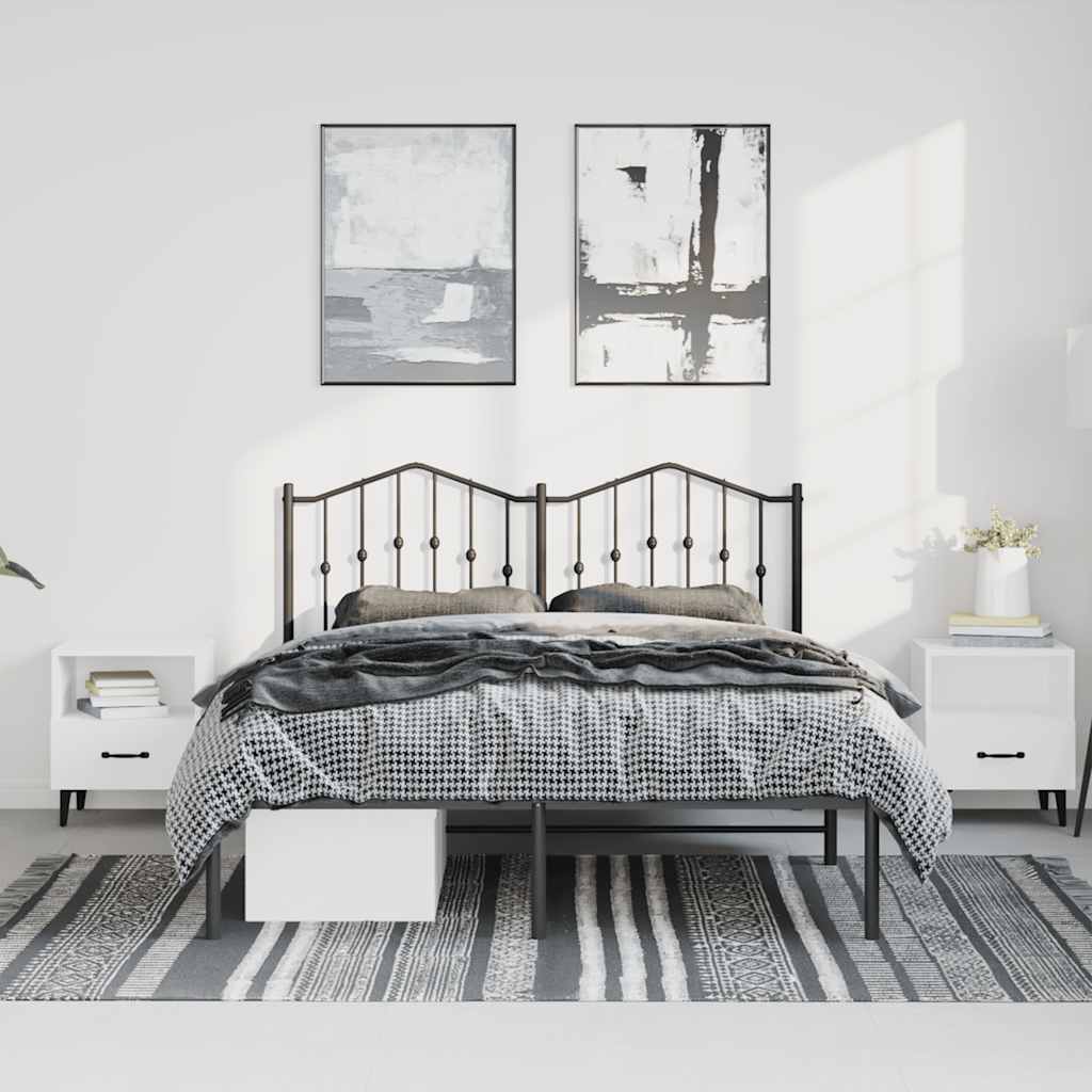 Cadre de lit métal sans matelas avec tête de lit noir 135x190cm - XIOS