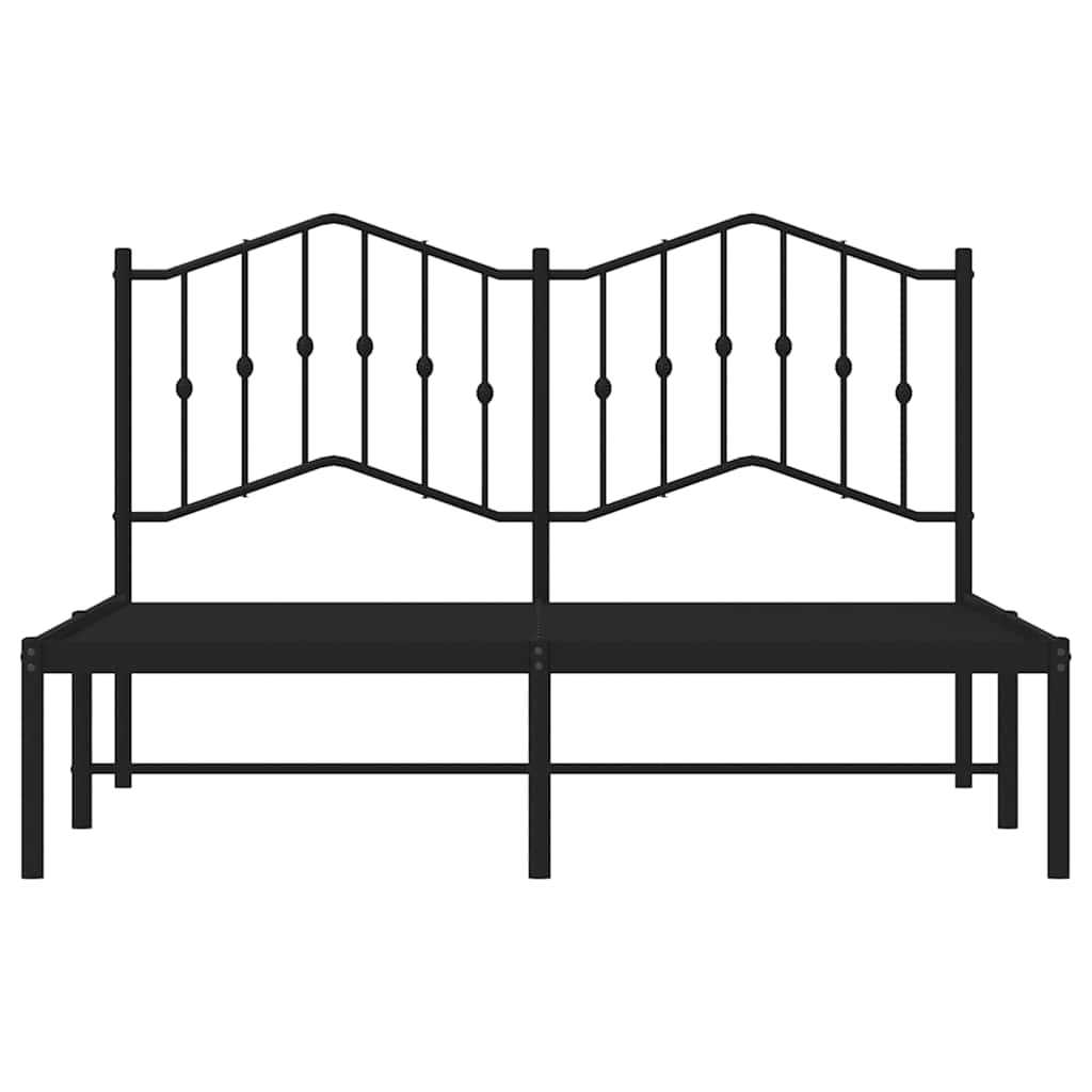Cadre de lit métal sans matelas avec tête de lit noir 135x190cm - XIOS