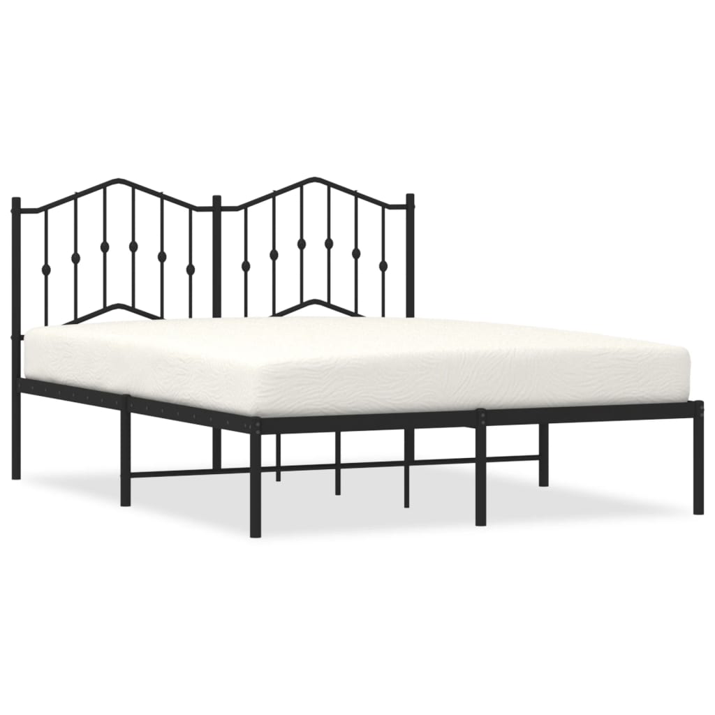 Cadre de lit métal sans matelas avec tête de lit noir 140x190cm - XIOS
