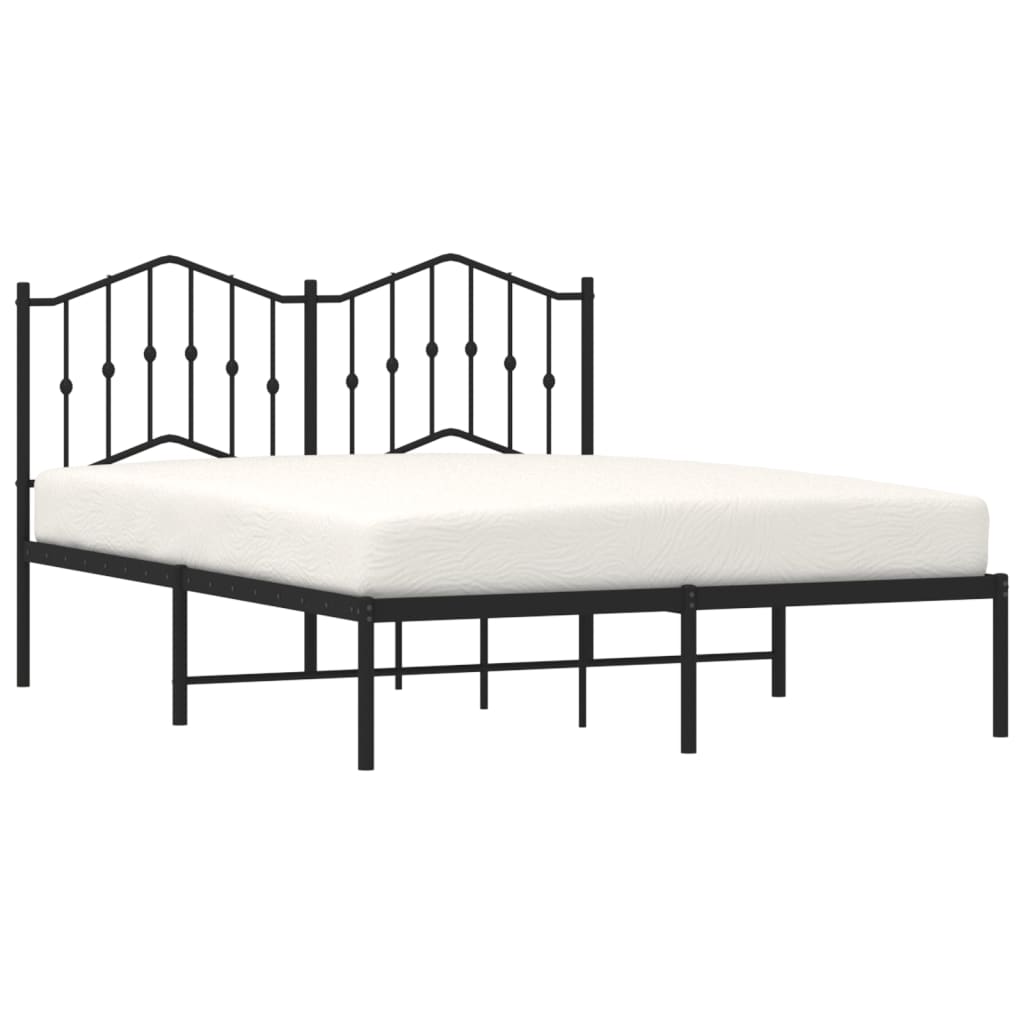 Cadre de lit métal sans matelas avec tête de lit noir 140x200cm - XIOS