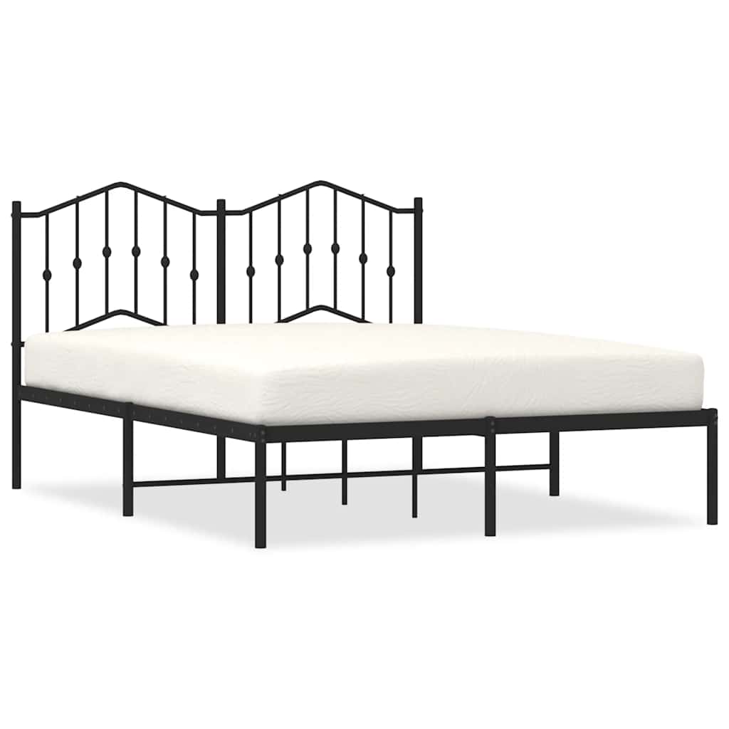 Cadre de lit métal sans matelas avec tête de lit noir 150x200cm