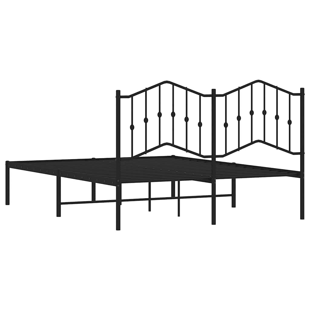 Cadre de lit métal sans matelas avec tête de lit noir 150x200cm