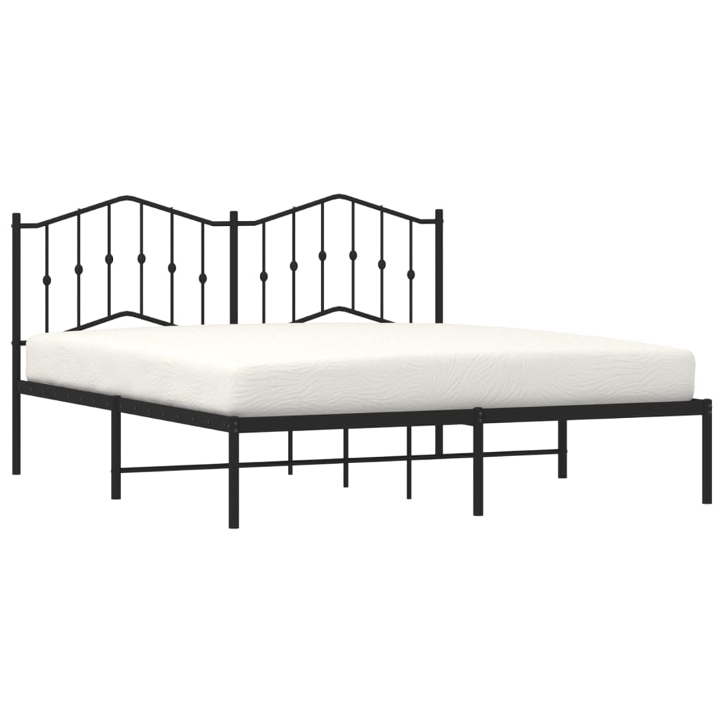 Cadre de lit métal sans matelas et tête de lit noir 160x200 cm - XIOS