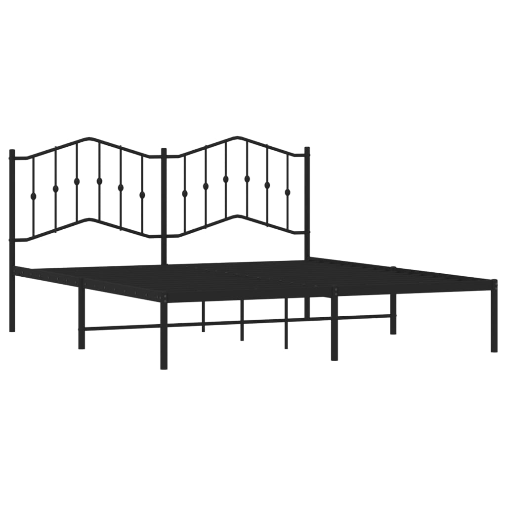 Cadre de lit métal sans matelas et tête de lit noir 160x200 cm - XIOS