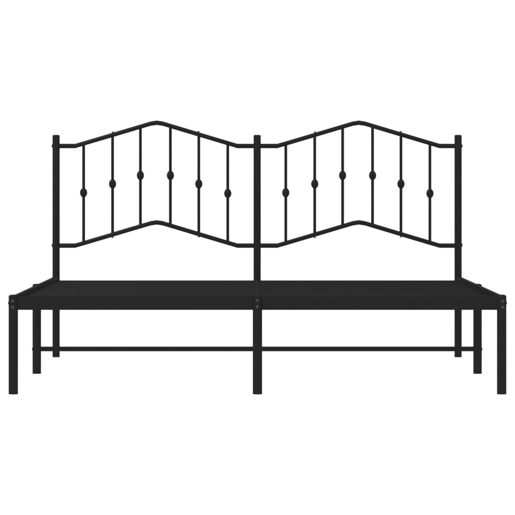 Cadre de lit métal sans matelas et tête de lit noir 180x200 cm - XIOS