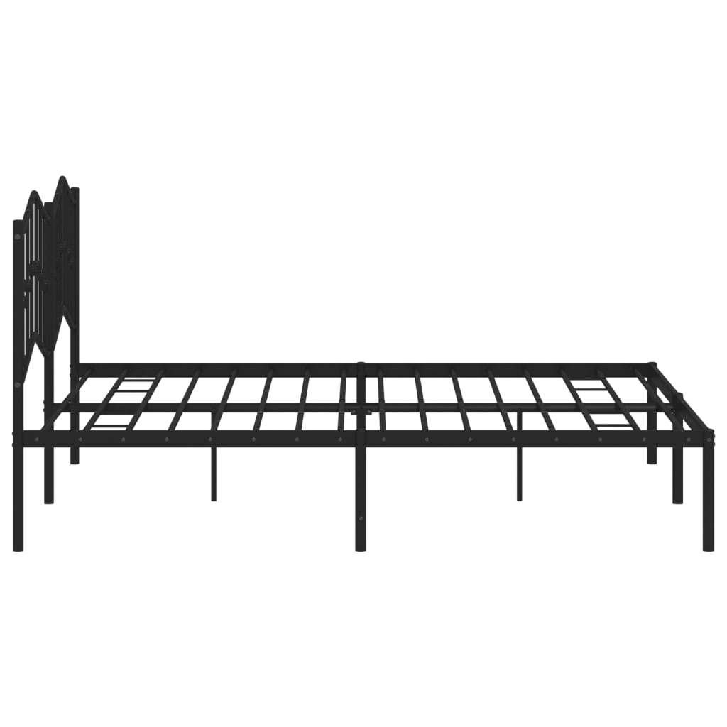 Cadre de lit métal sans matelas et tête de lit noir 180x200 cm - XIOS