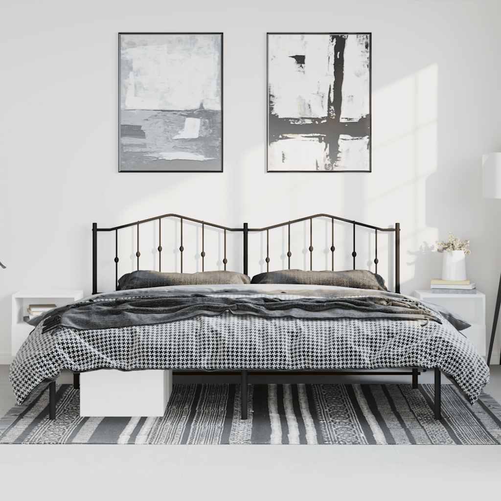 Cadre de lit métal sans matelas avec tête de lit noir 183x213cm - XIOS