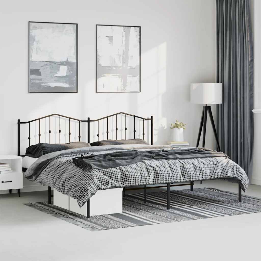Cadre de lit métal sans matelas avec tête de lit noir 183x213cm - XIOS