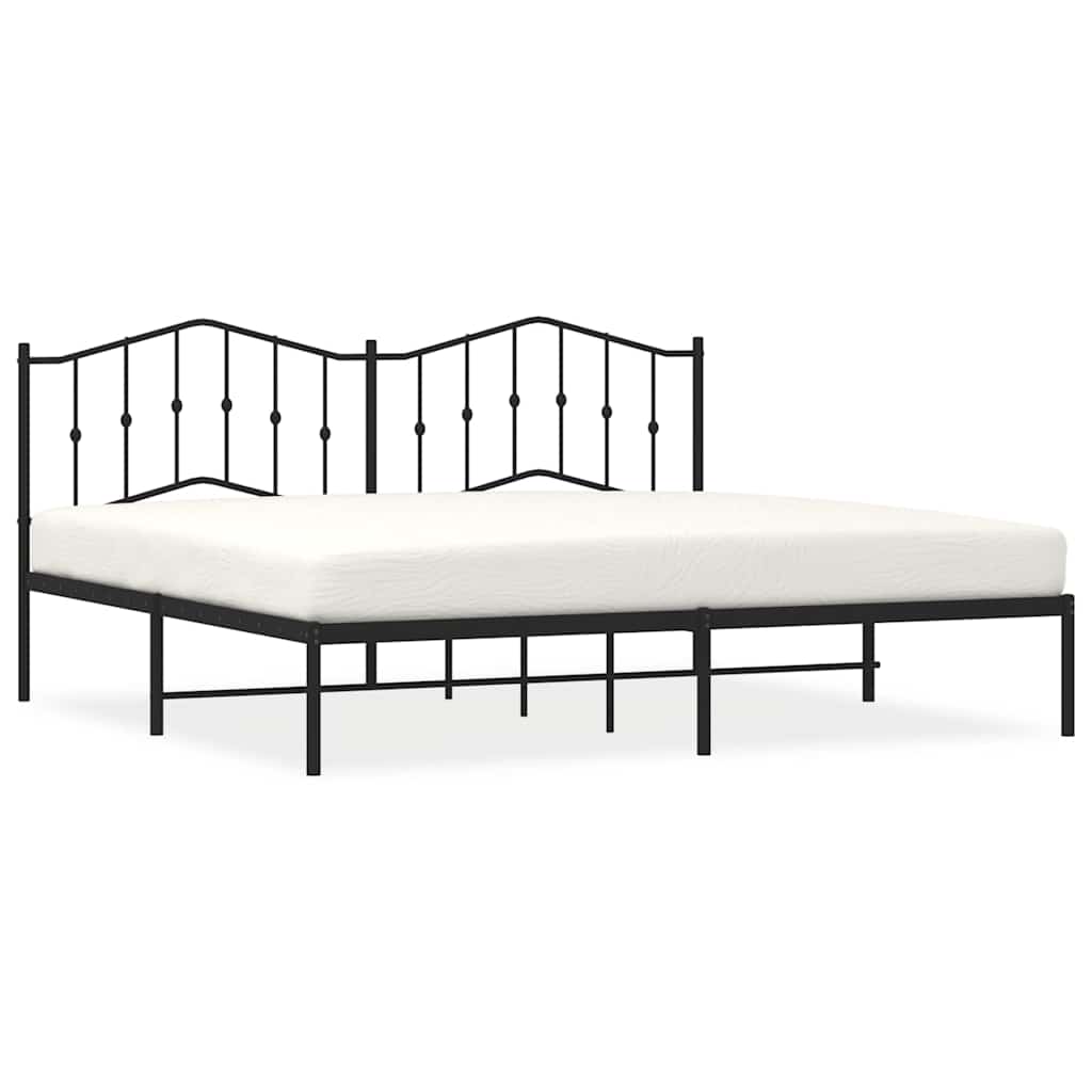 Cadre de lit métal sans matelas avec tête de lit noir 193x203cm - XIOS