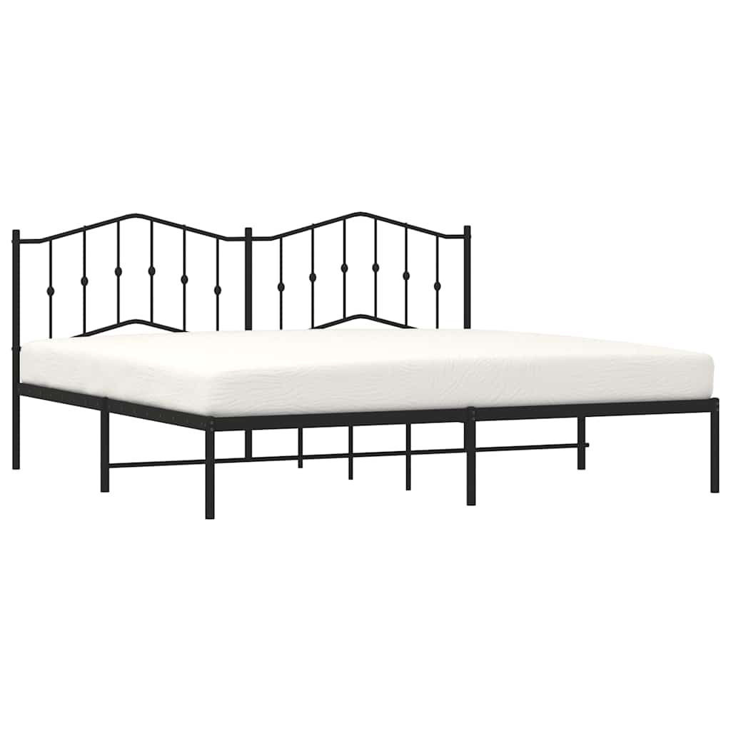 Cadre de lit métal sans matelas avec tête de lit noir 193x203cm - XIOS