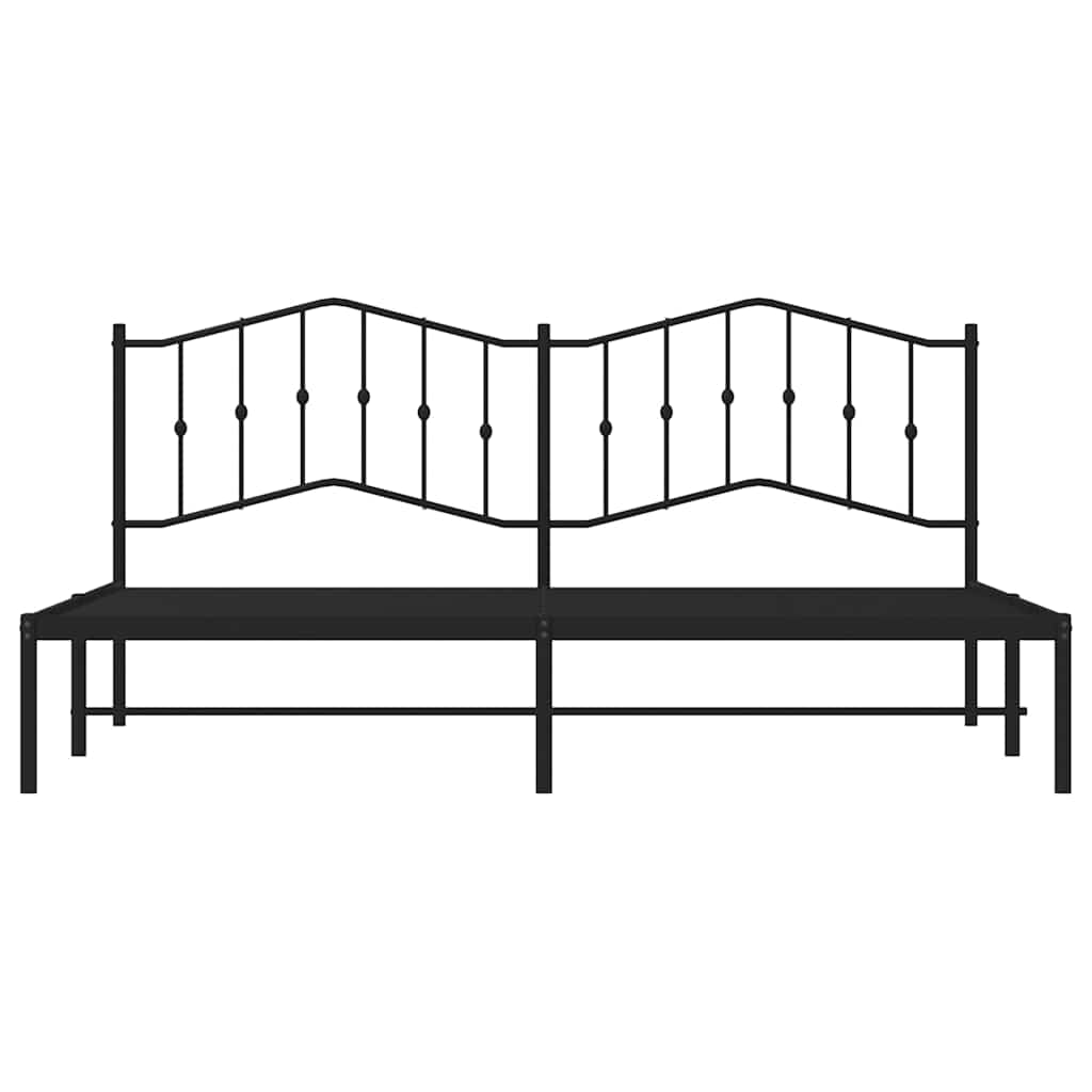 Cadre de lit métal sans matelas avec tête de lit noir 193x203cm - XIOS