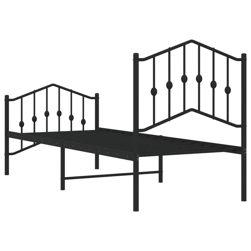 Cadre de lit métal sans matelas avec pied de lit noir 75x190 cm - XIOS