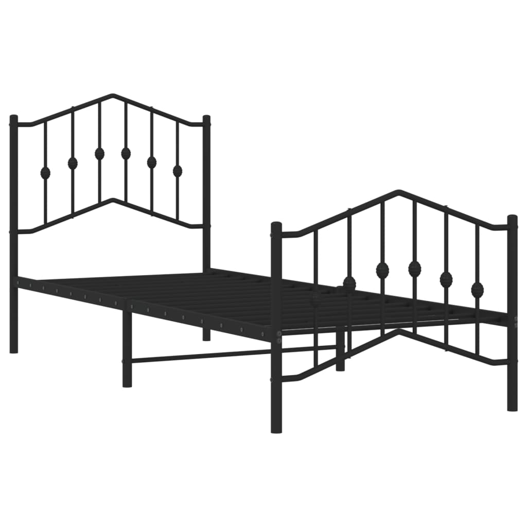 Cadre de lit métal sans matelas avec pied de lit noir 80x200 cm - XIOS