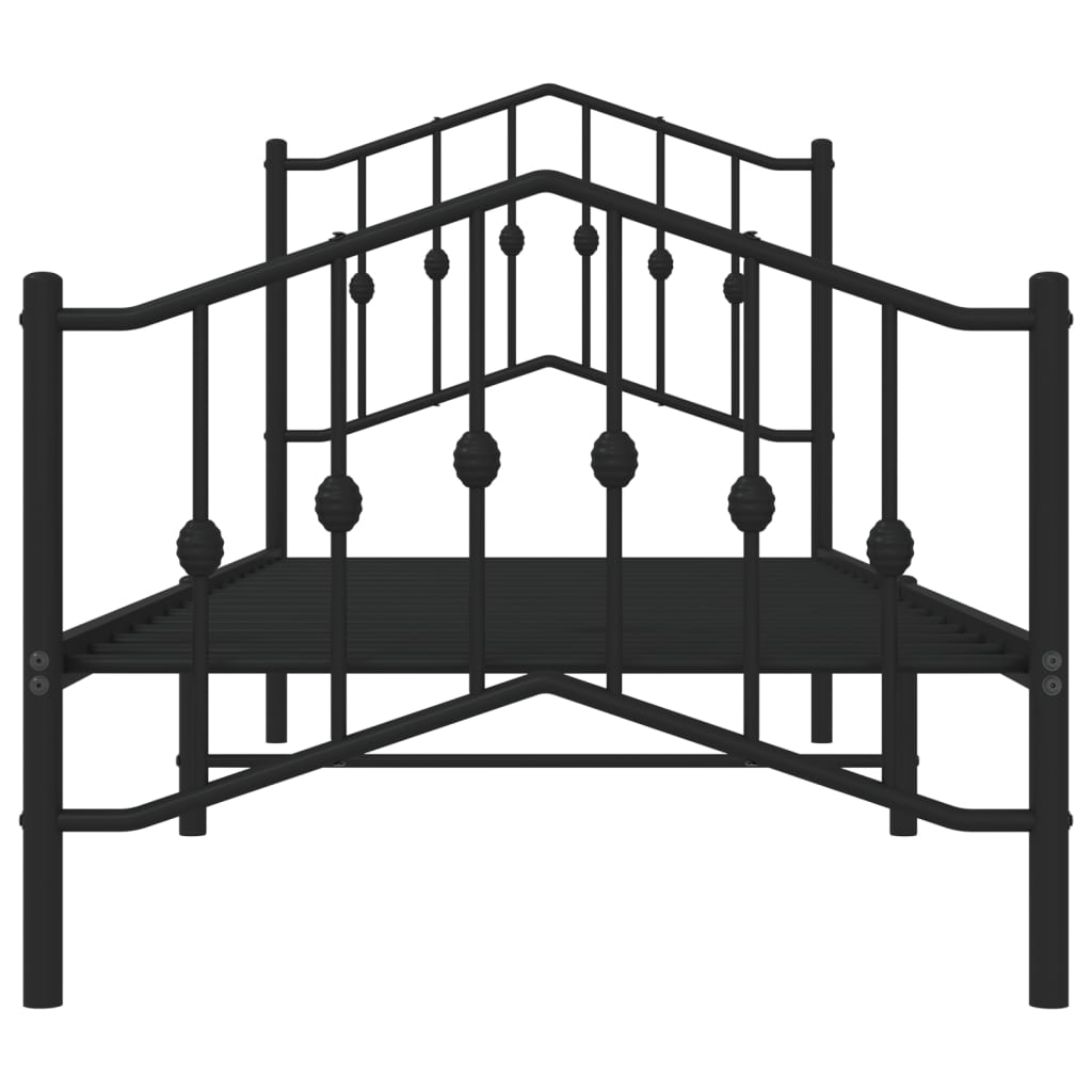 Cadre de lit métal sans matelas avec pied de lit noir 80x200 cm - XIOS