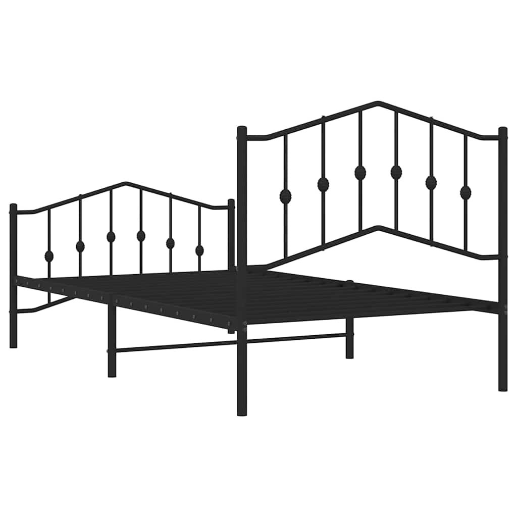 Cadre de lit métal sans matelas avec pied de lit noir 100x190cm - XIOS